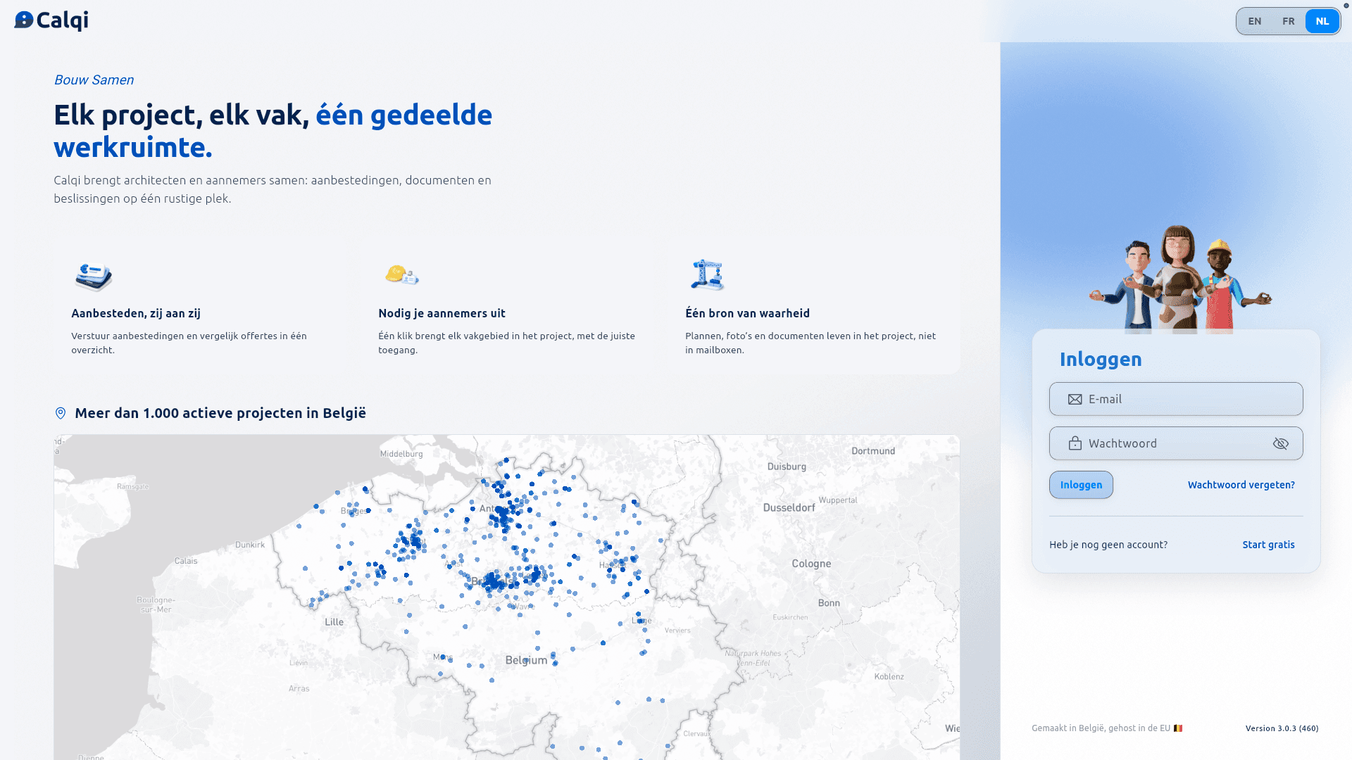 The new Calqi login page