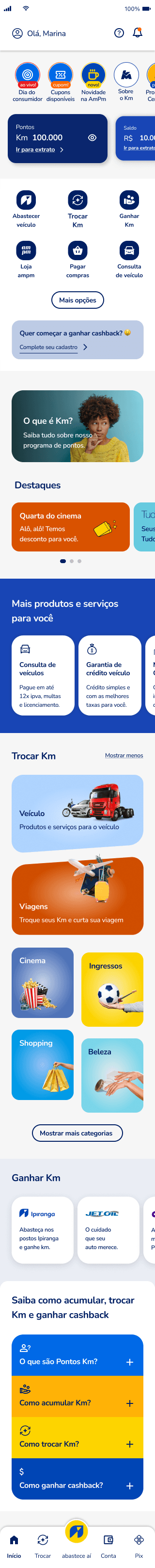Home do app na fase II do cadastro