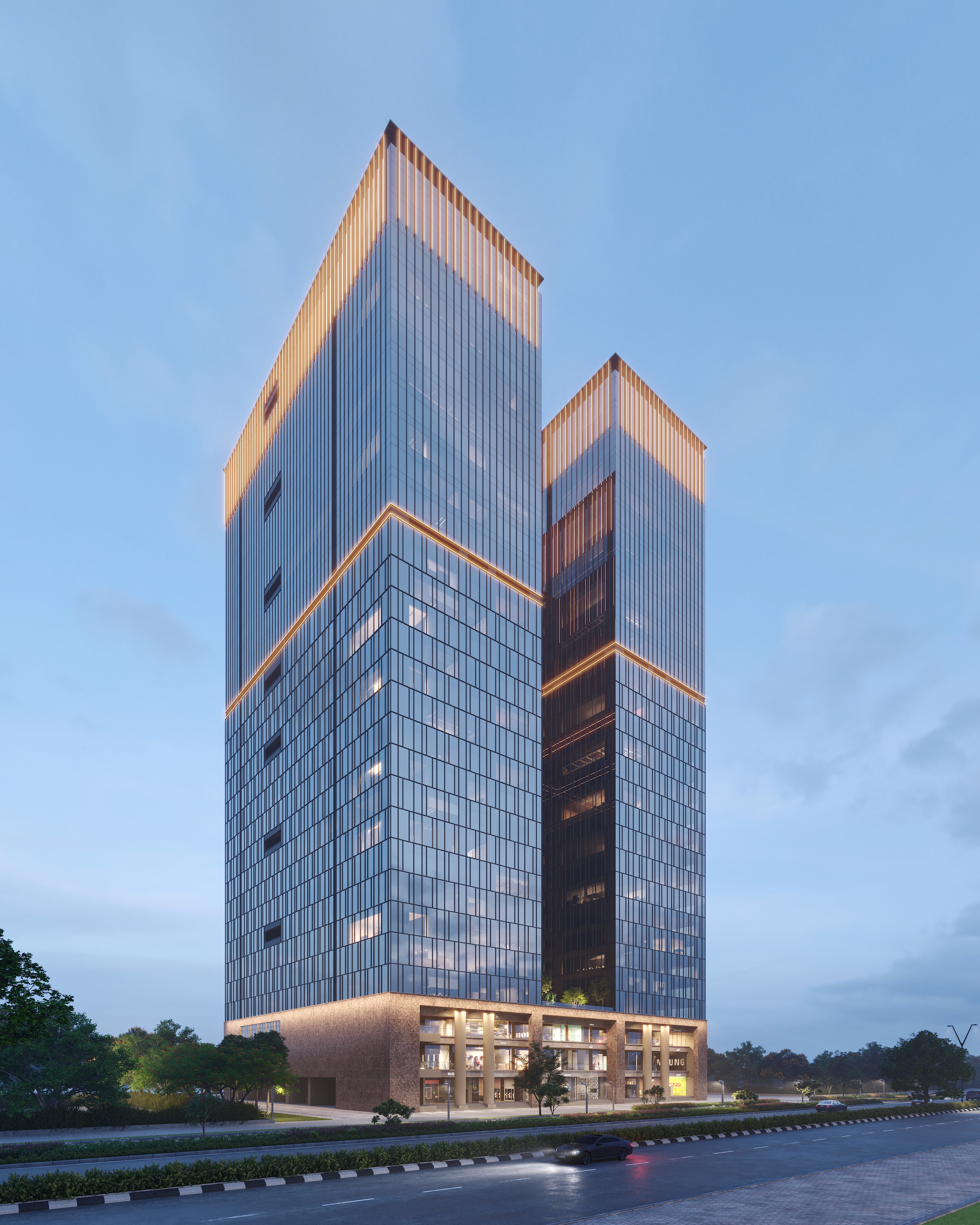 Modern glass commercial building