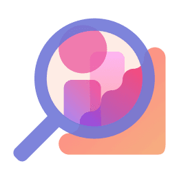 a lens on top of abstract shapes indicating research