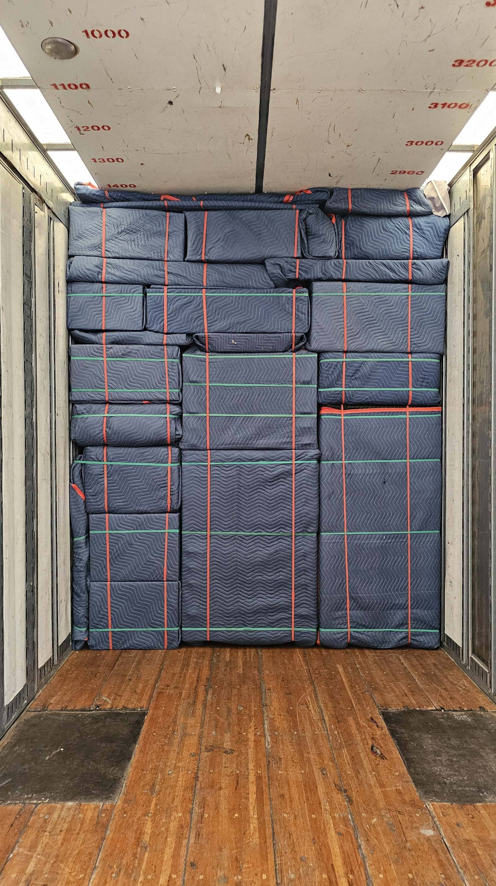 the perfect aligned moving boxes, wrapped and protected