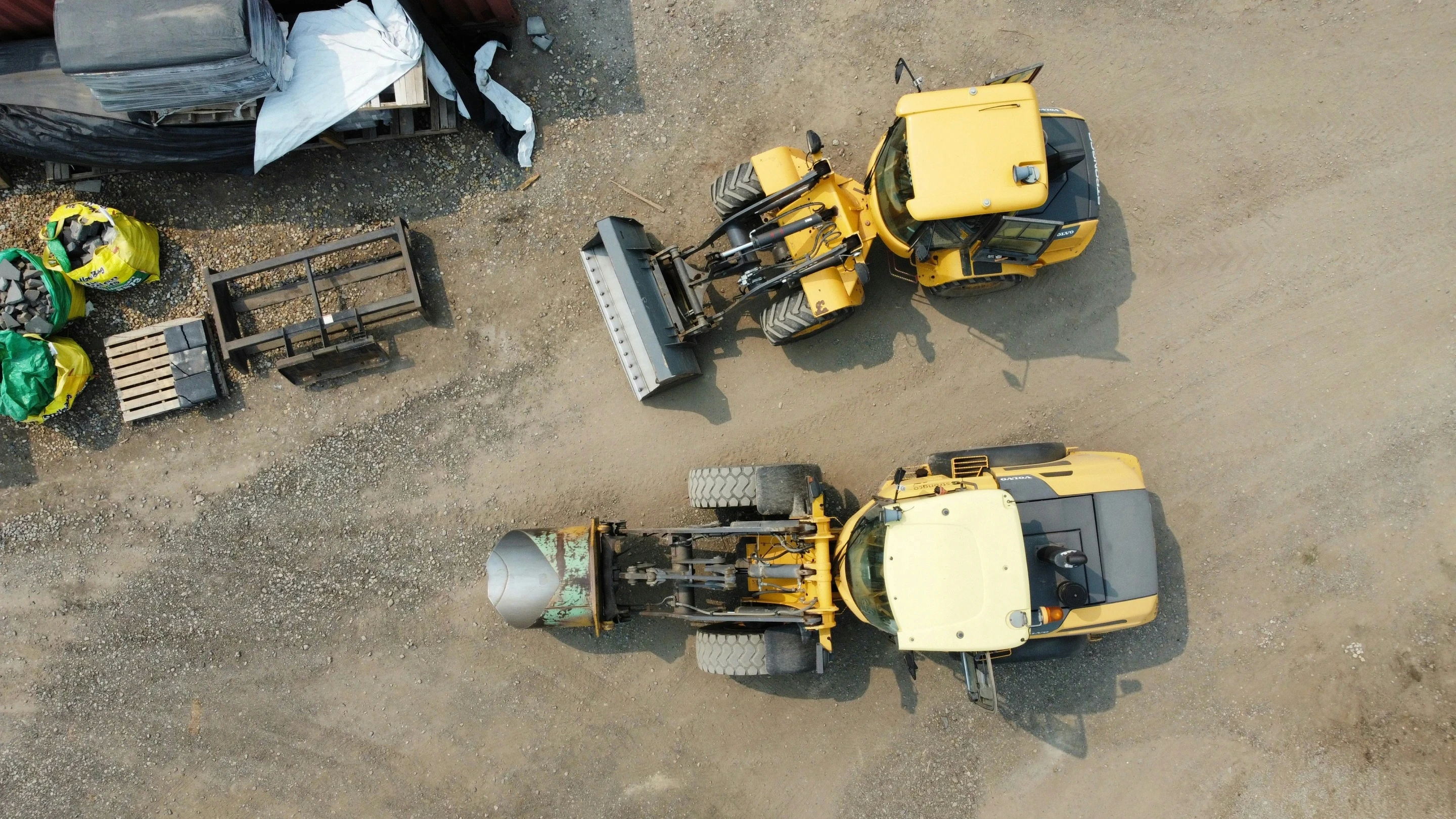 Ariel view of construction equipment