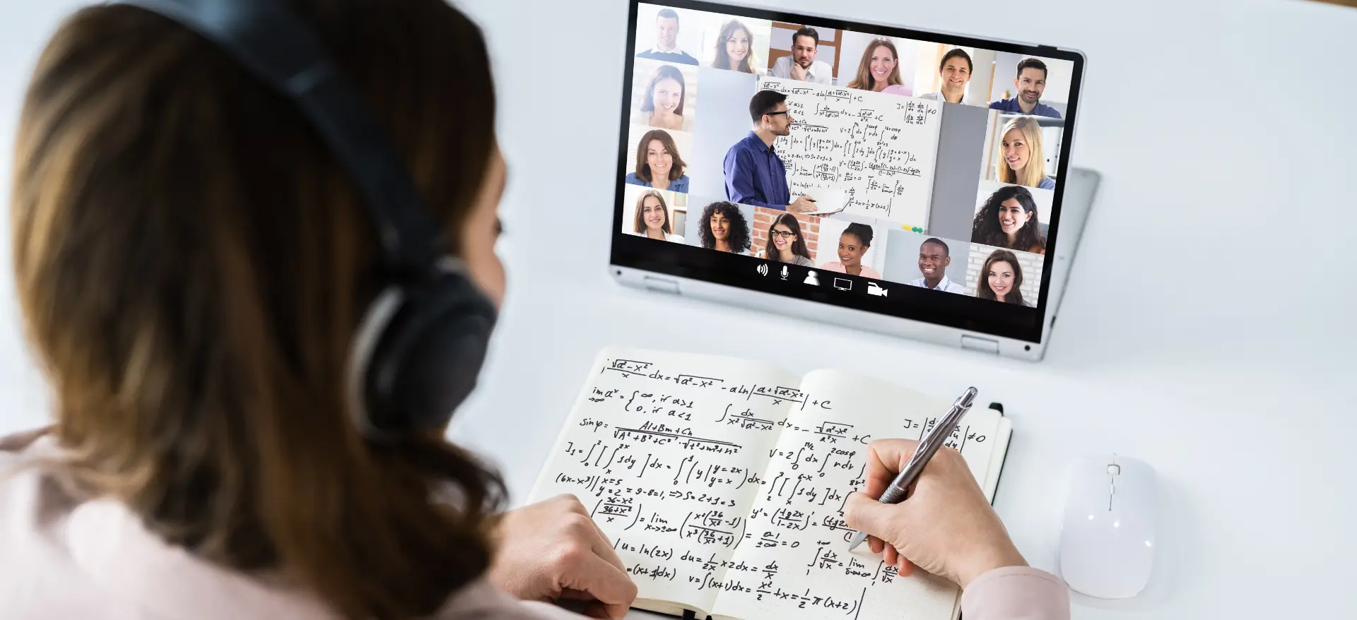 Femme qui fait une formation à distance