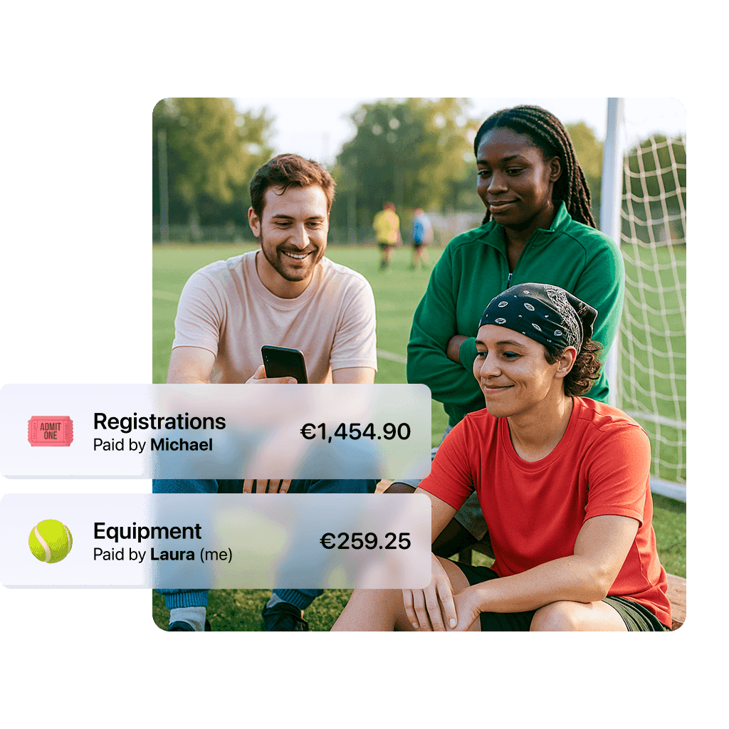 A sports team with registration and equipment expense examples
