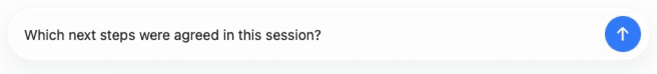 The example question in the new Ask AirNote bar, with the blue Send question arrow ready.