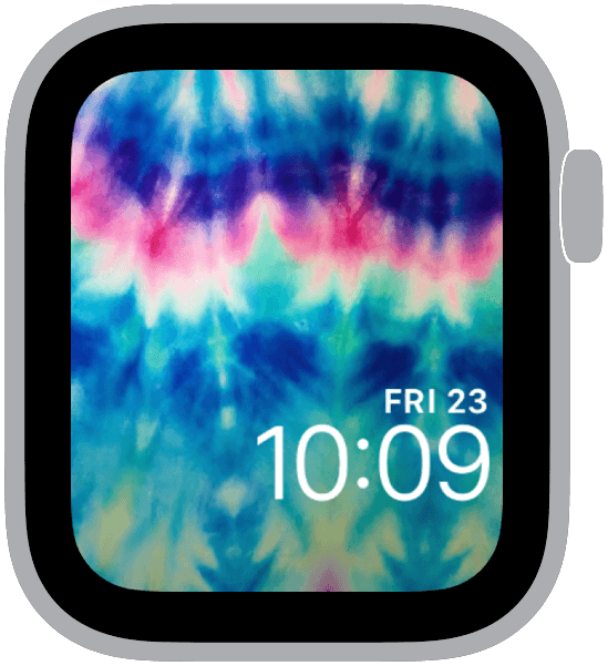 an apple watch face from the tie dye collection