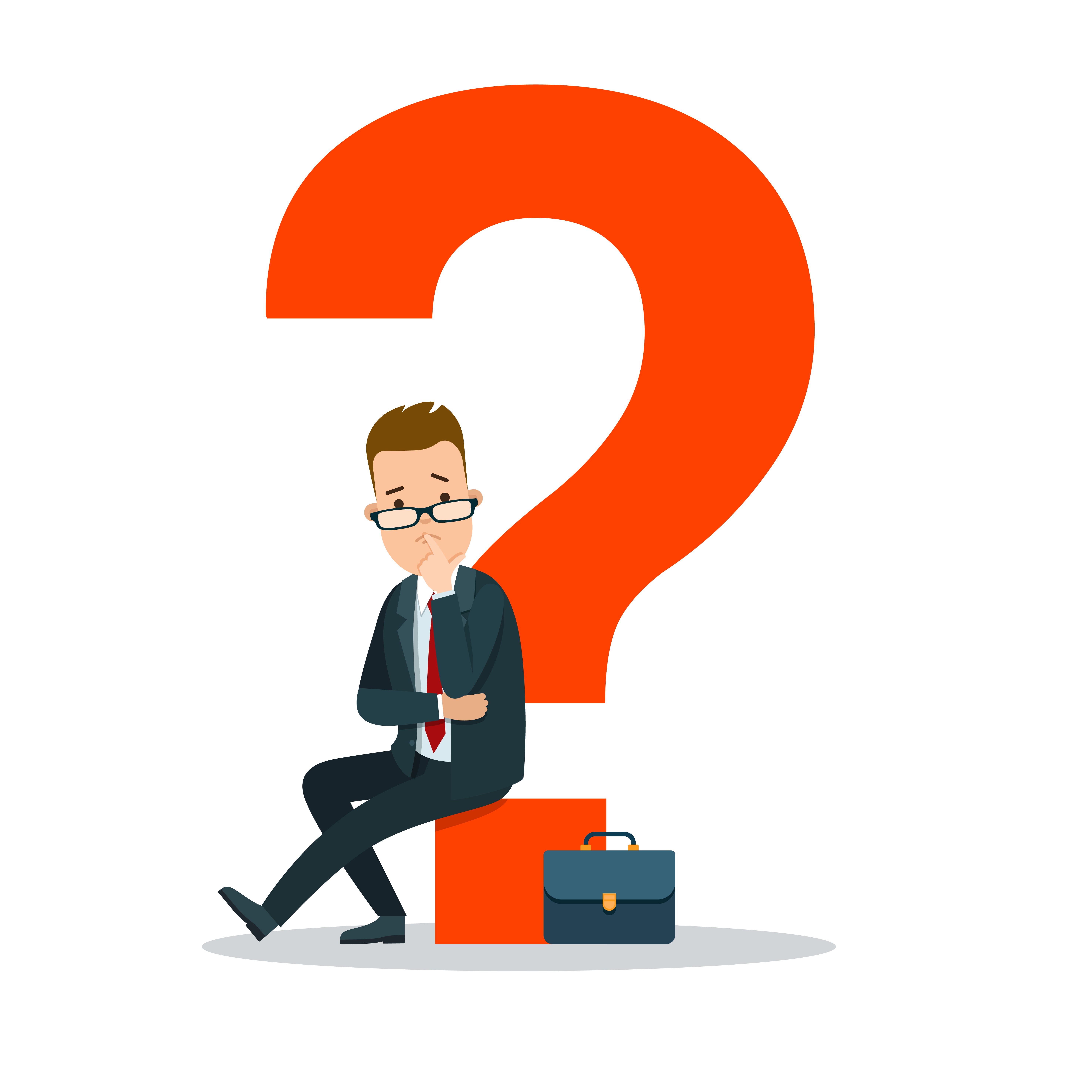 Image with question mark and a official sitting on it representing what and how to choose right language
