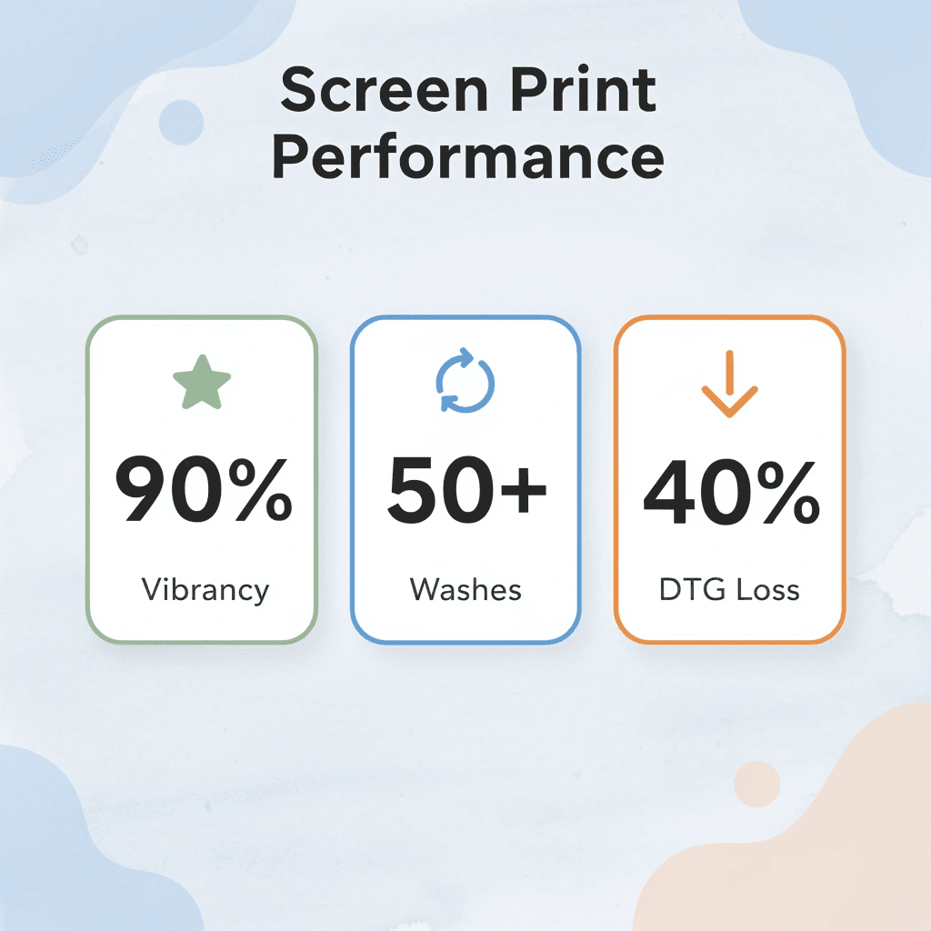 Statistics showing screen printing performance metrics