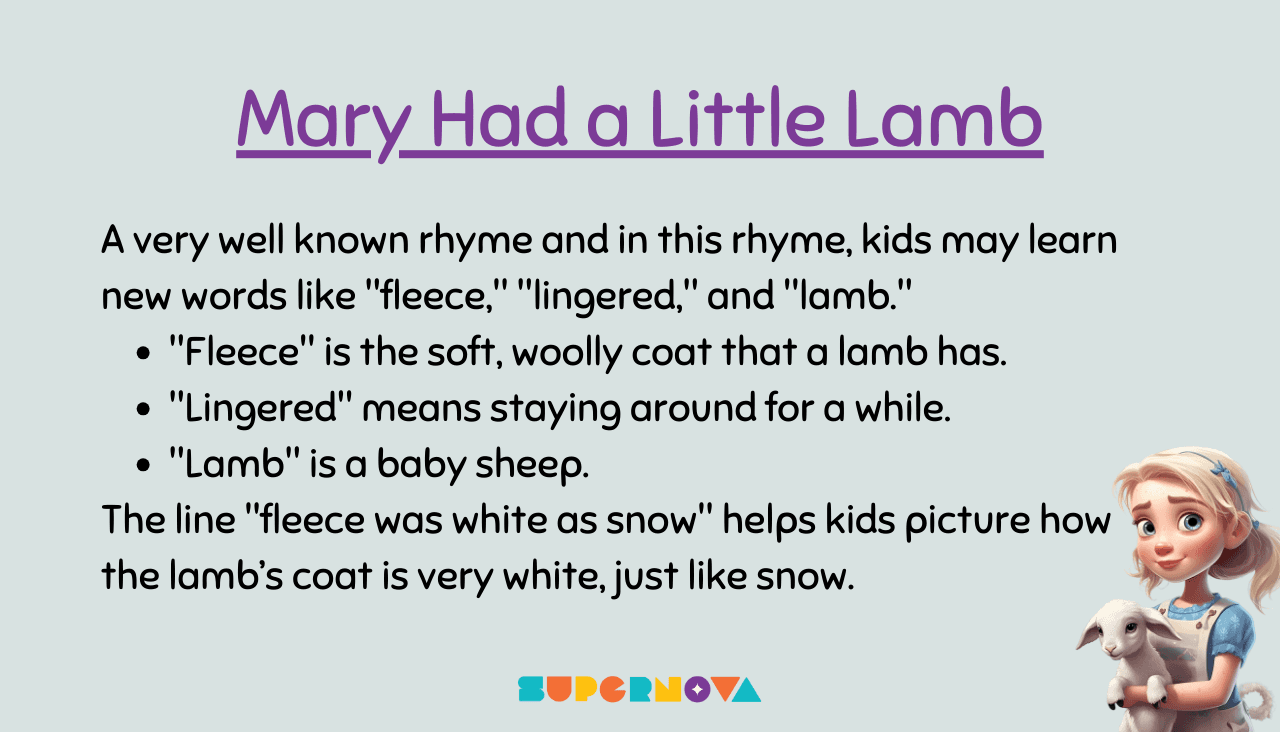 Example for why kids need learn language through rhymes and music