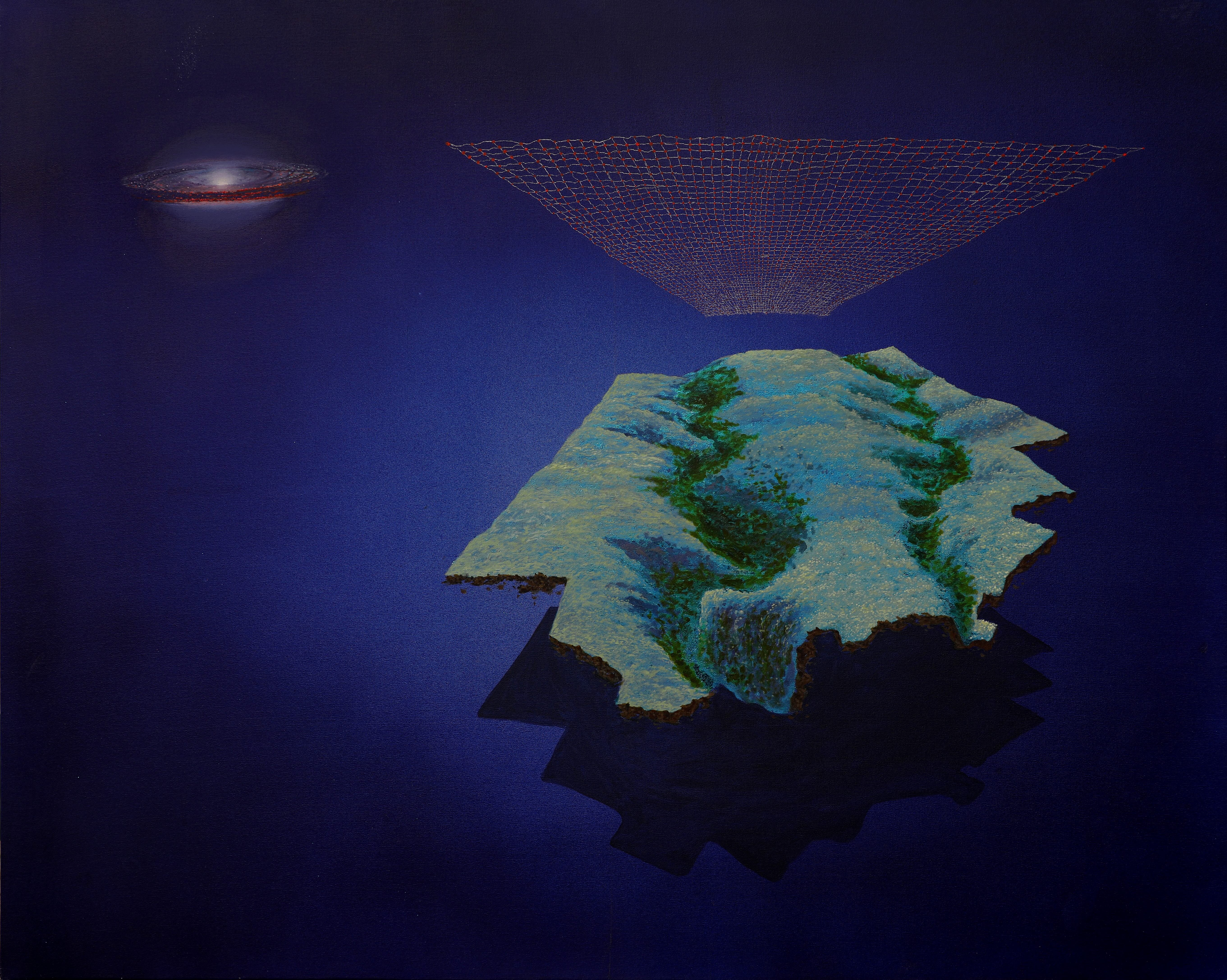 herd of sheep on road painting