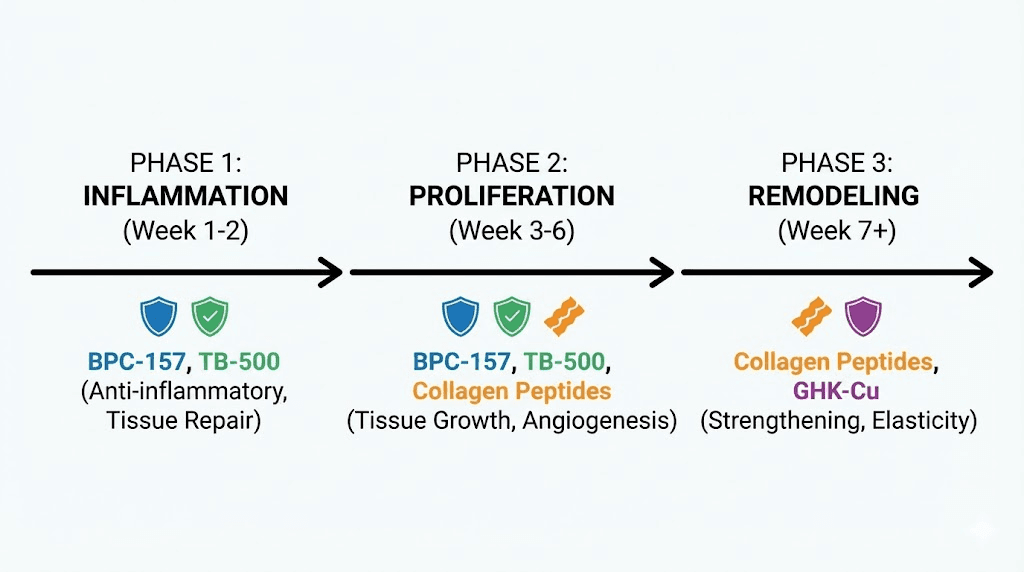 Peptide protocol timeline for shoulder injury healing phases