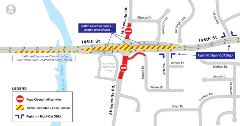 An image showing an update of Allisonville Road and 146th Street