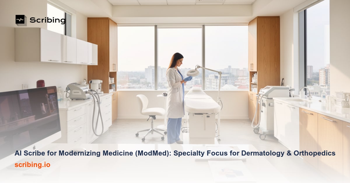 Corporate illustration representing AI scribe technology integrated with Epic EHR clinical documentation workflow
