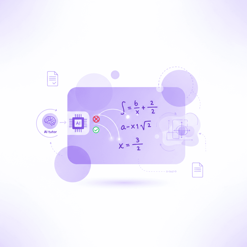 Penseum AI tutor correcting a student's work on a live digital canvas