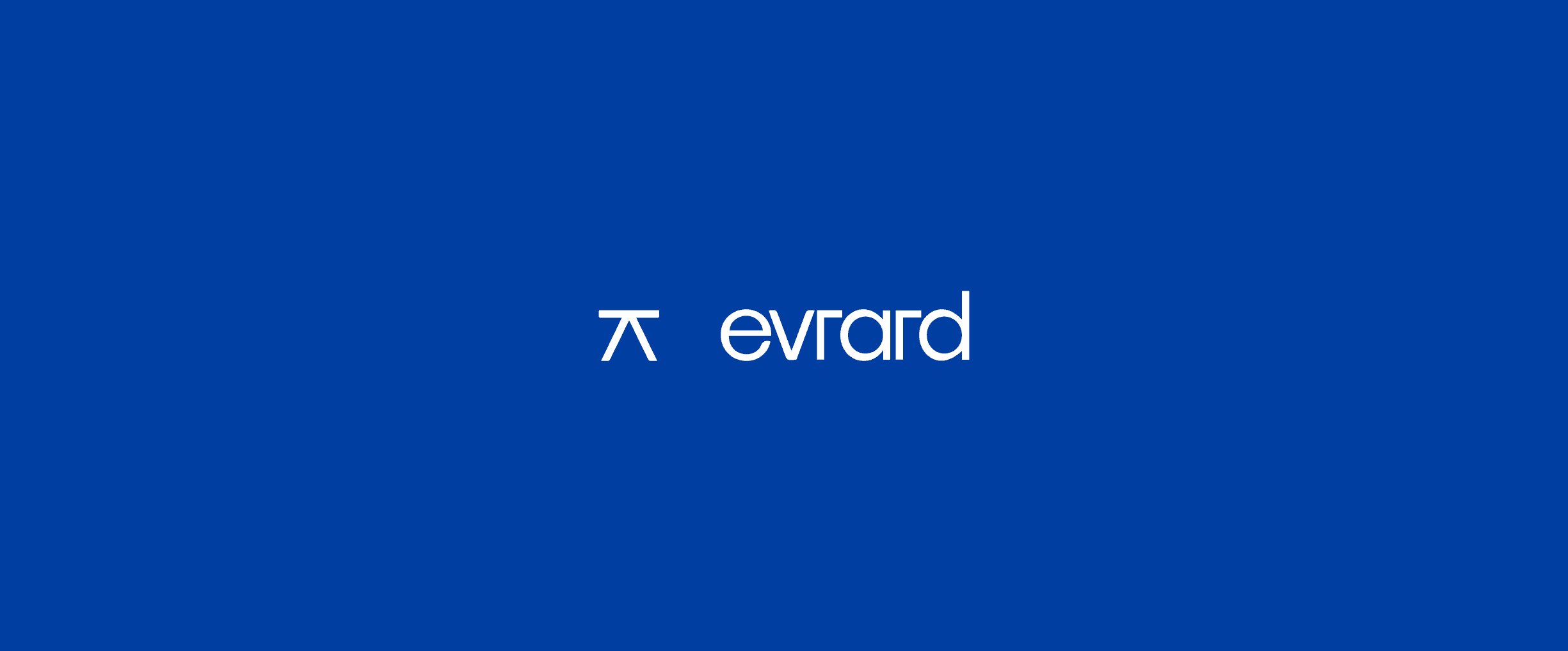 Logo de Evrard avec fond bleu et texte blanc