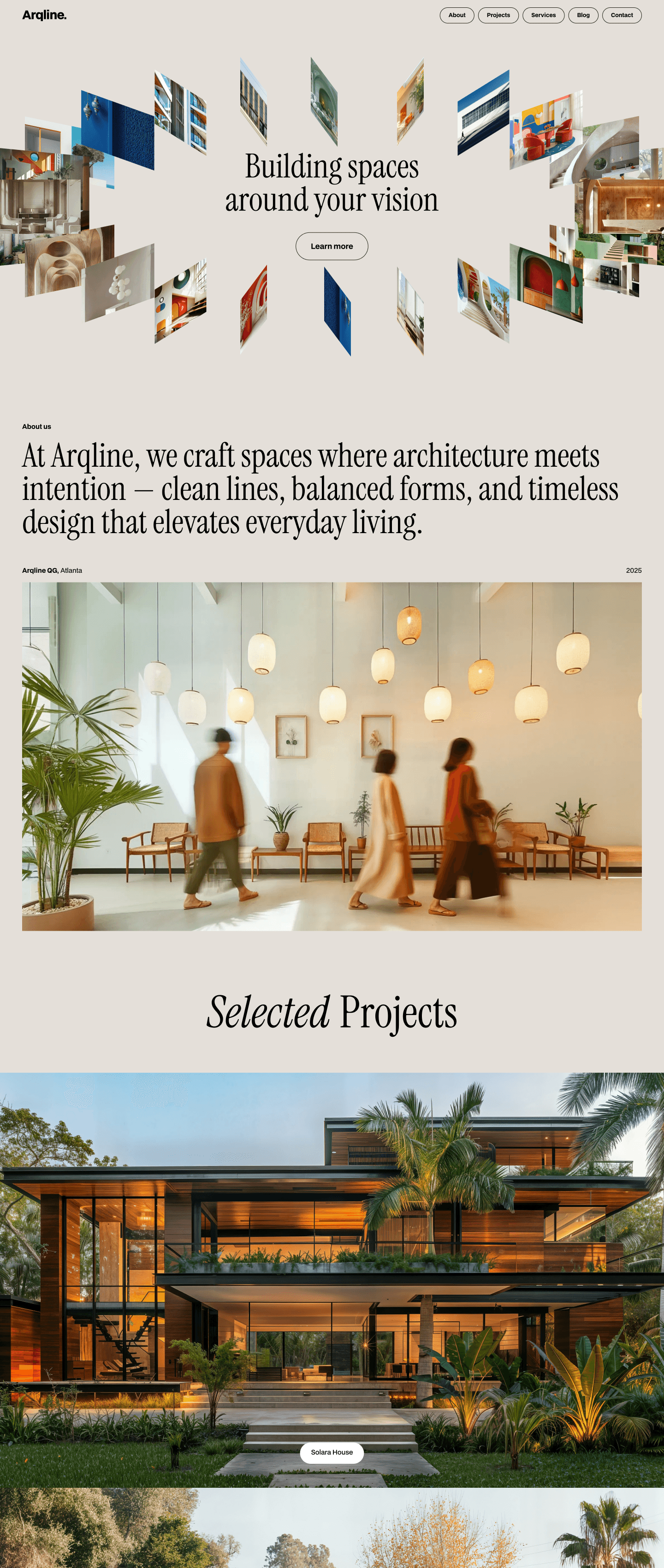 Screenshot of arqline architecture webflow template