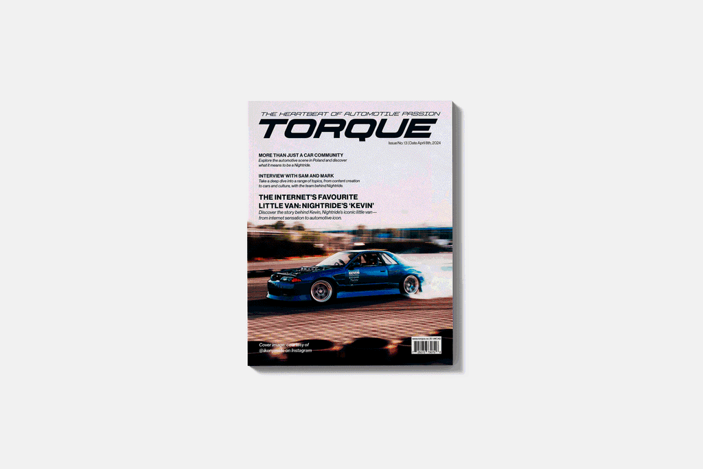 Animated preview of the Torque Magazine layout and automotive editorial direction.