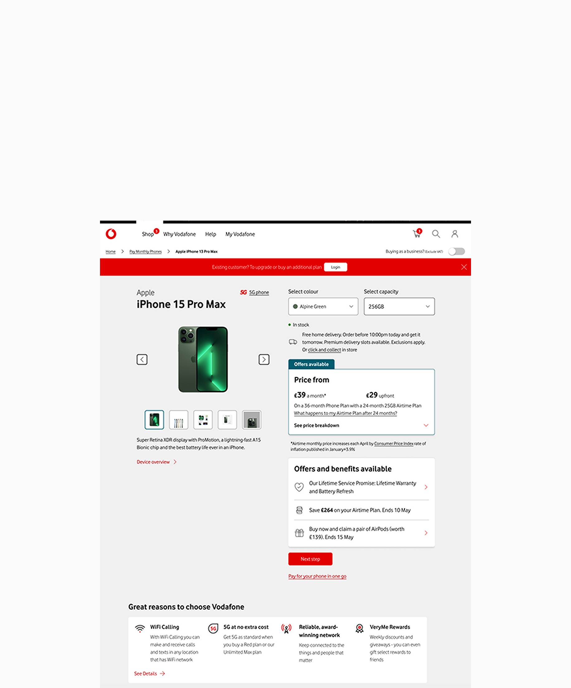 A two screens of the home page of the website