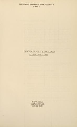 CORFO, Principales realizaciones CORFO decenio 1974-1984