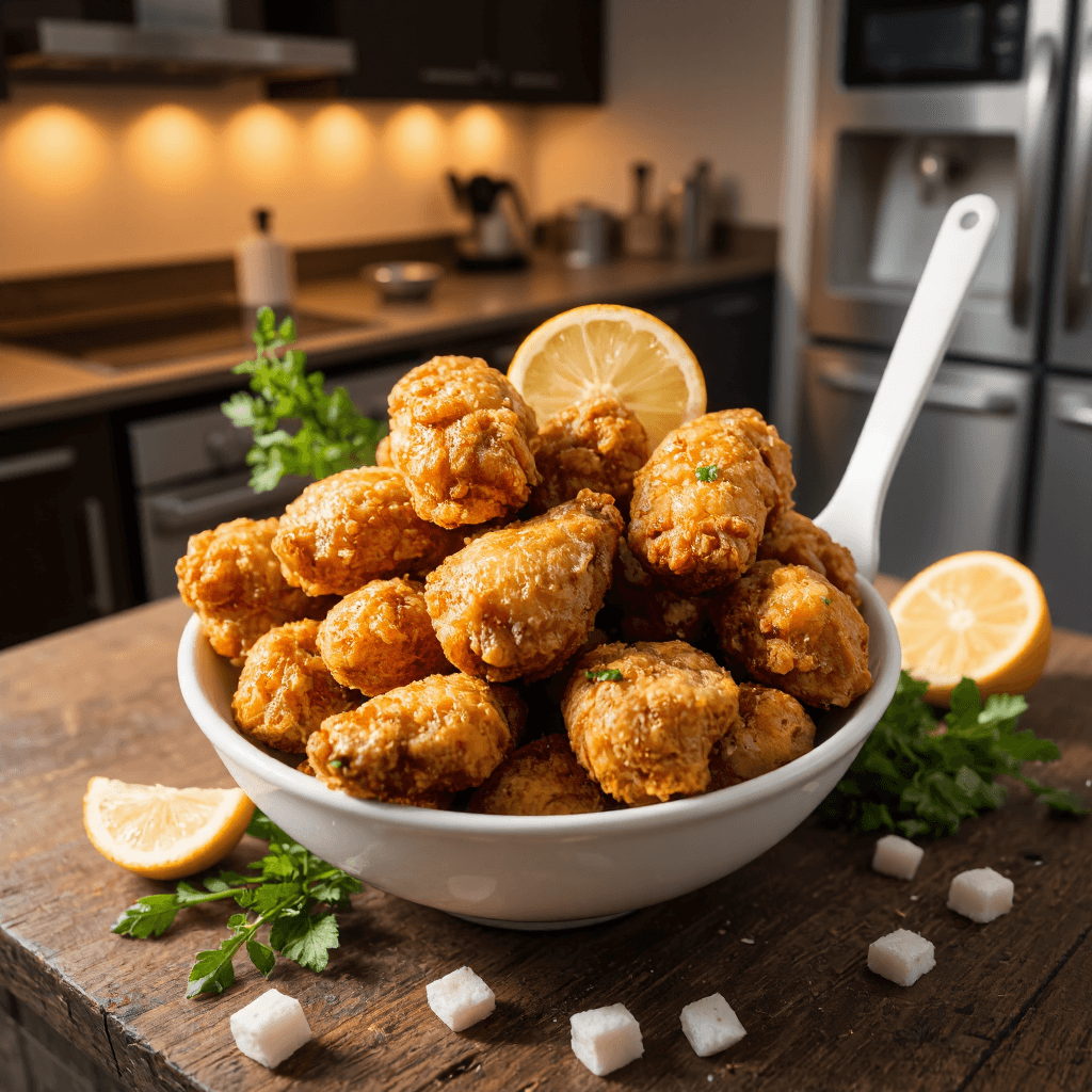 product photography of a bowl of fried chicken