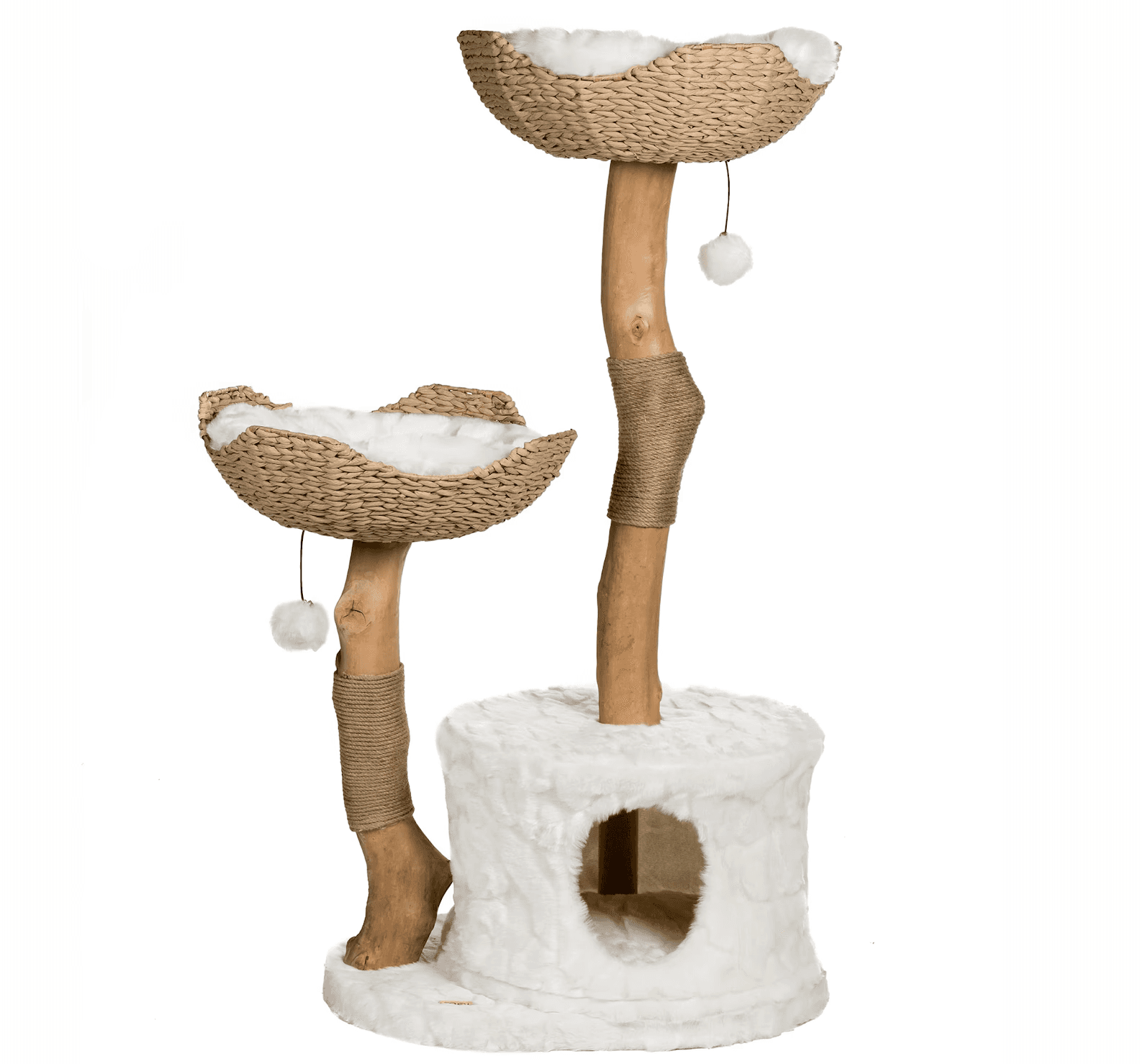 Mau Cento Modern Cat Tree with woven basket beds.