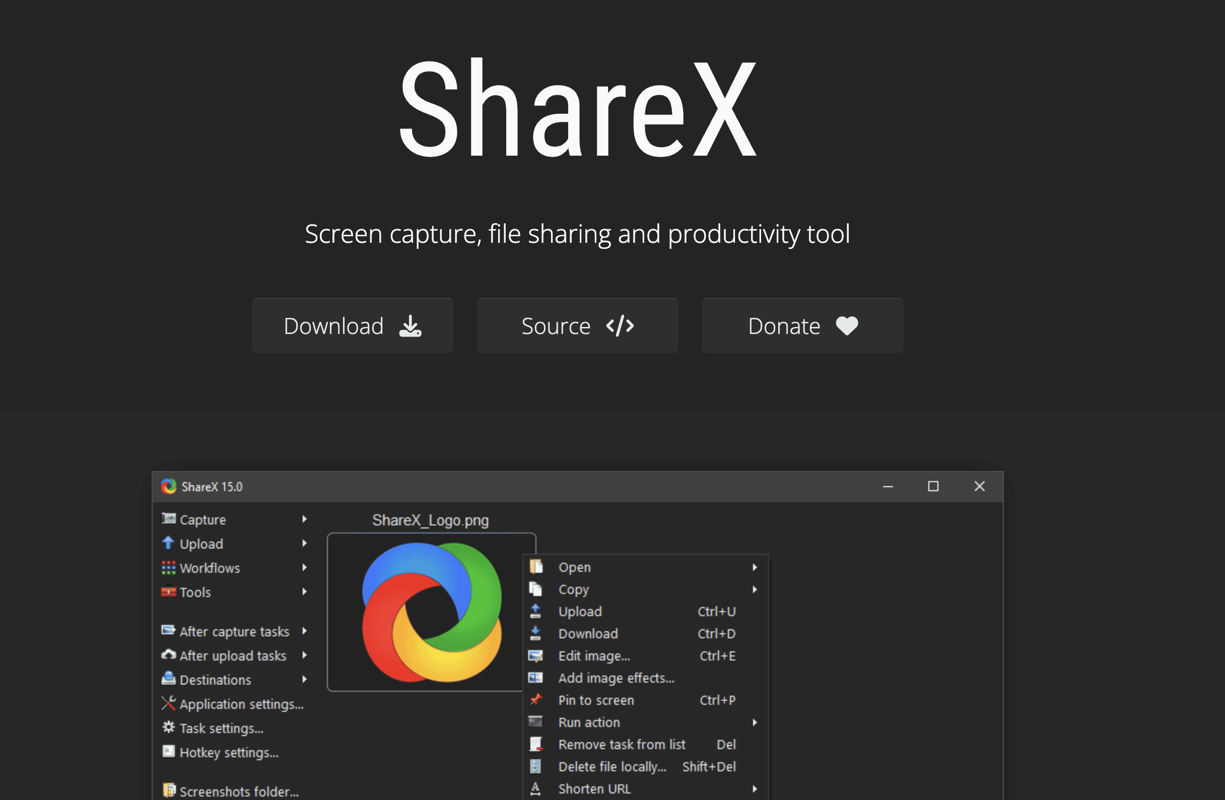 ShareX Homepage Screenshot