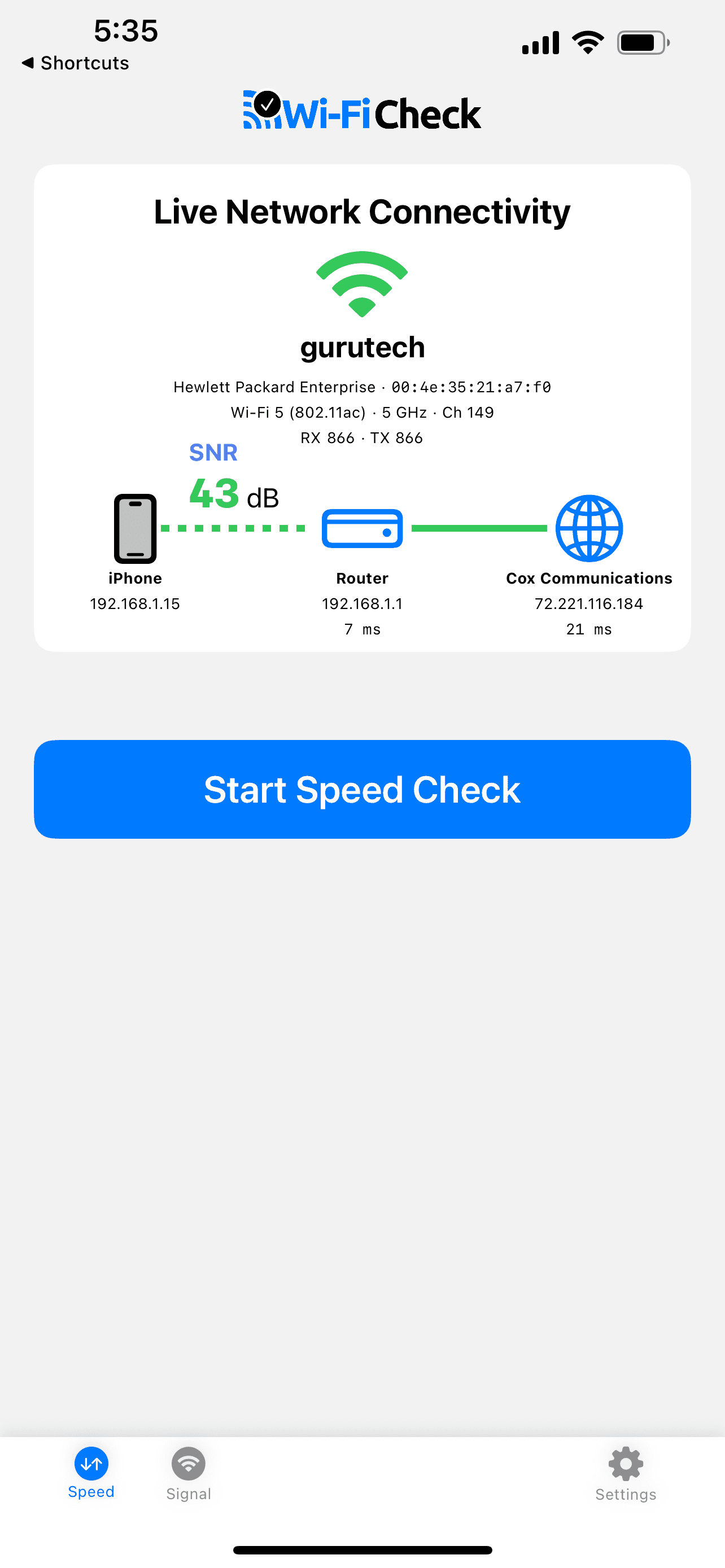 Live Network Connectivity Map