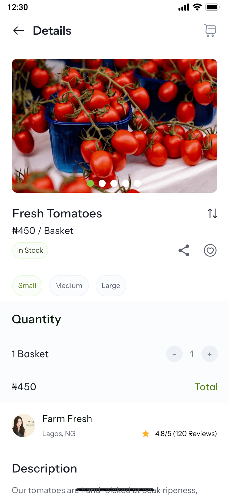 Product Details, Cart & Checkout, screen 1