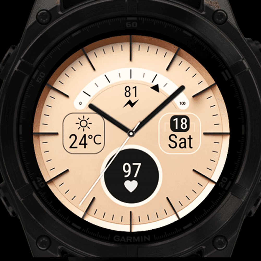 Fenix Garmin Watch displaying an analog watch face