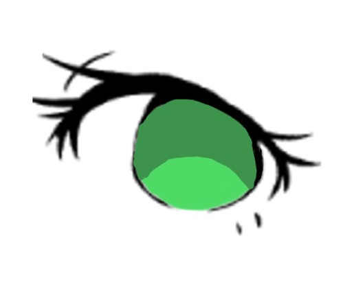 chenya-twst-fanさんが描いたアニメキャラのイラスト:アニメ風の目、ステップ3:虹彩に2色のフラットなグリーン