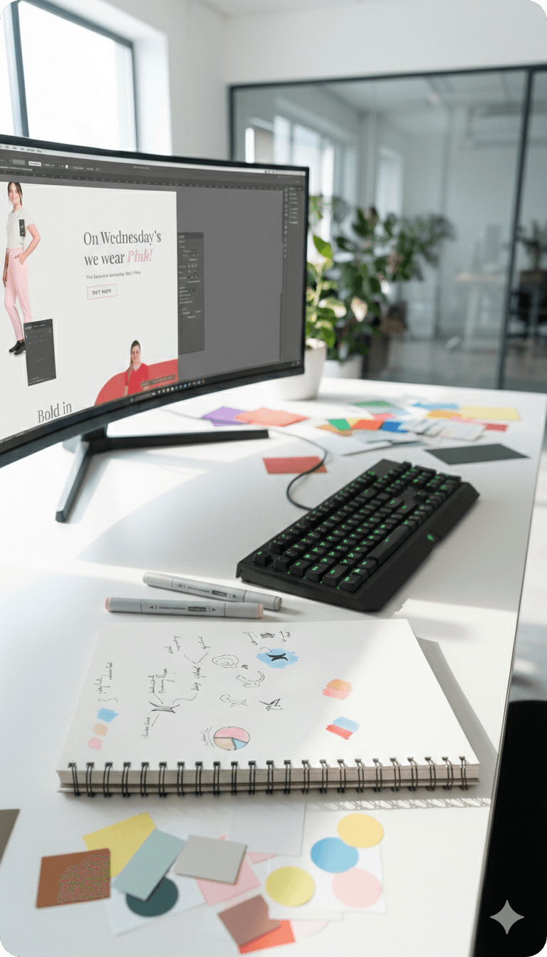 Portrait of portfolio creator – back view