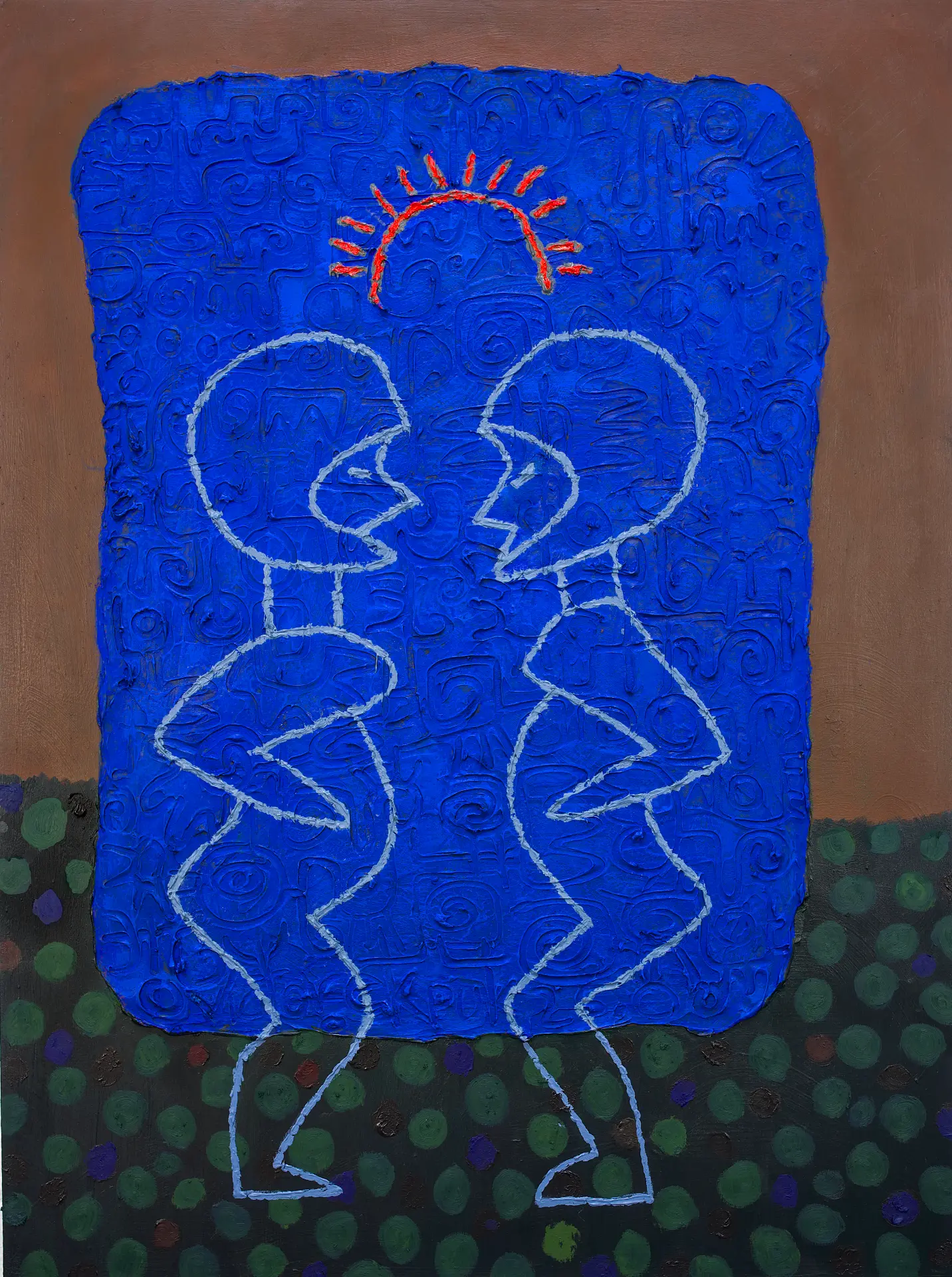 Moondance in Eket, c.2025 Acrylic and cloth on board. Size: 43 x 43”