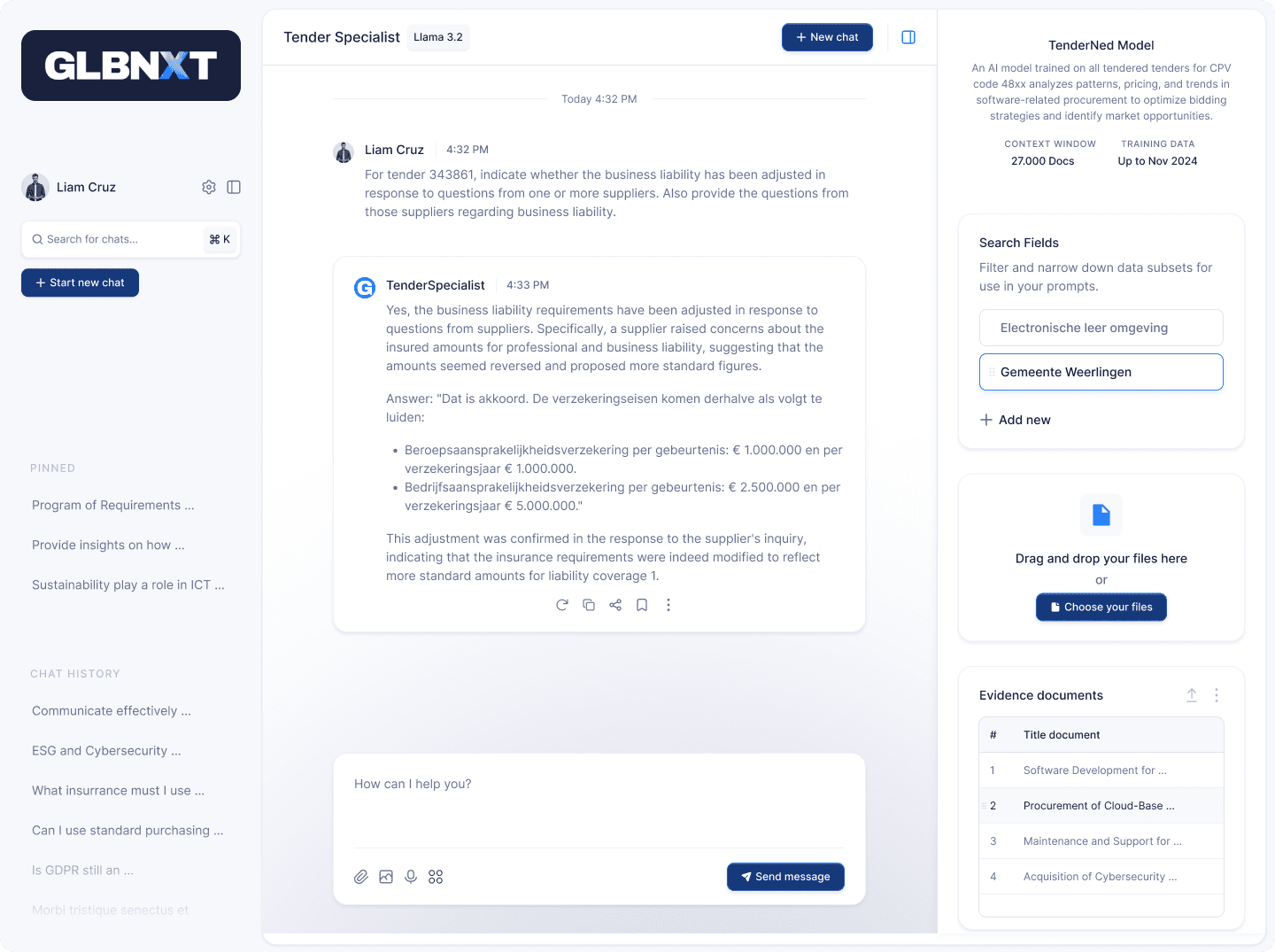 The GLBNXT SaaS frontend knowledge workers AI platform.