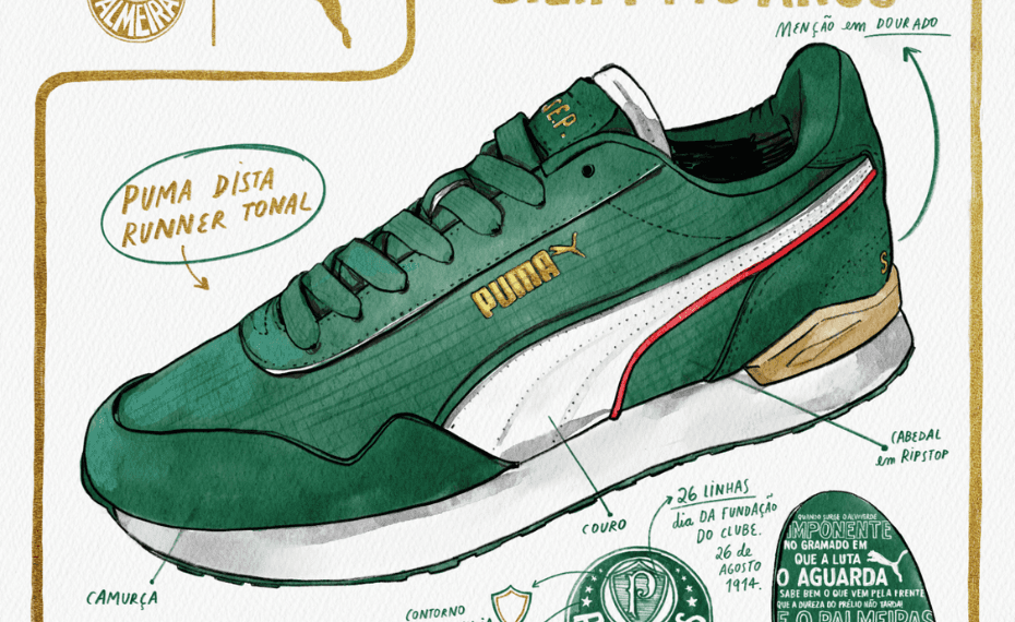 Puma lança tênis em homenagem aos 110 anos do Palmeiras
