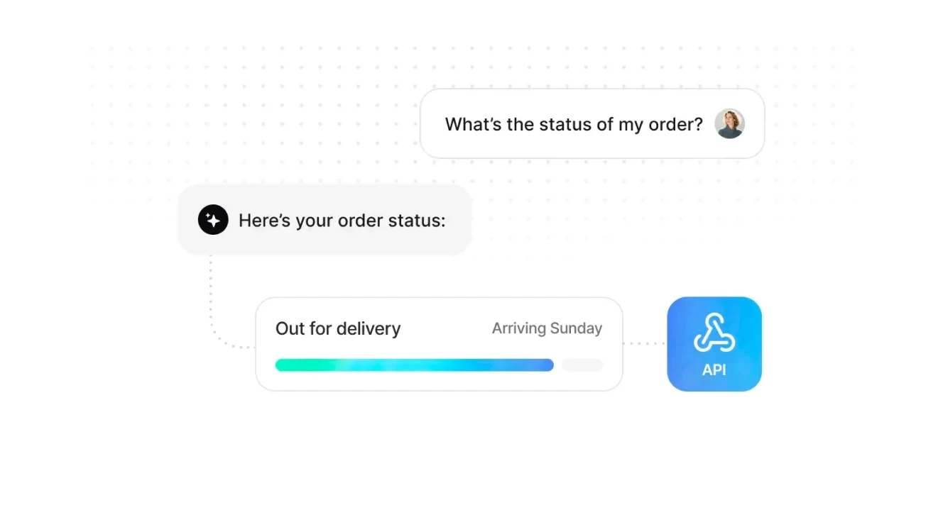 An AI chatbot responding to an order status query