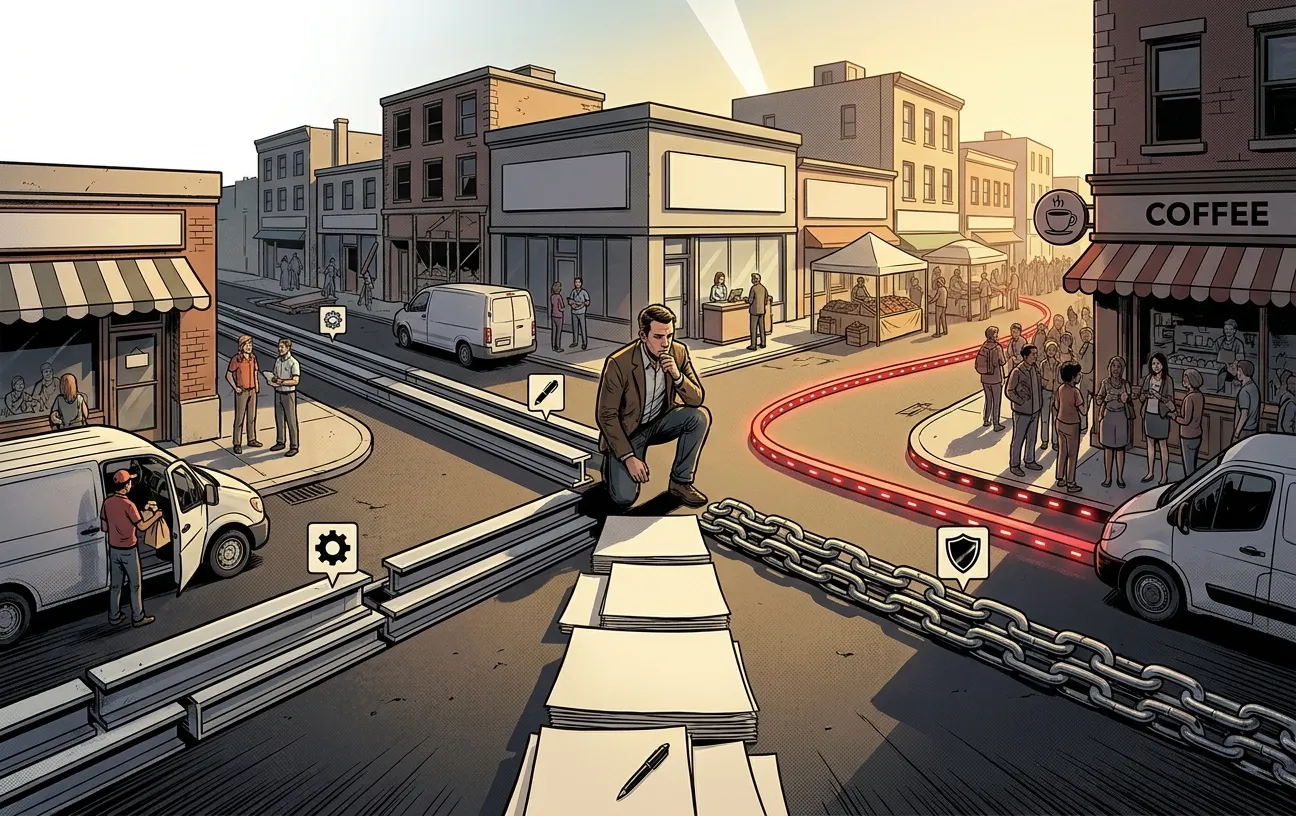 RockN' Socials Digital Marketing illustration of urban strategy planning.