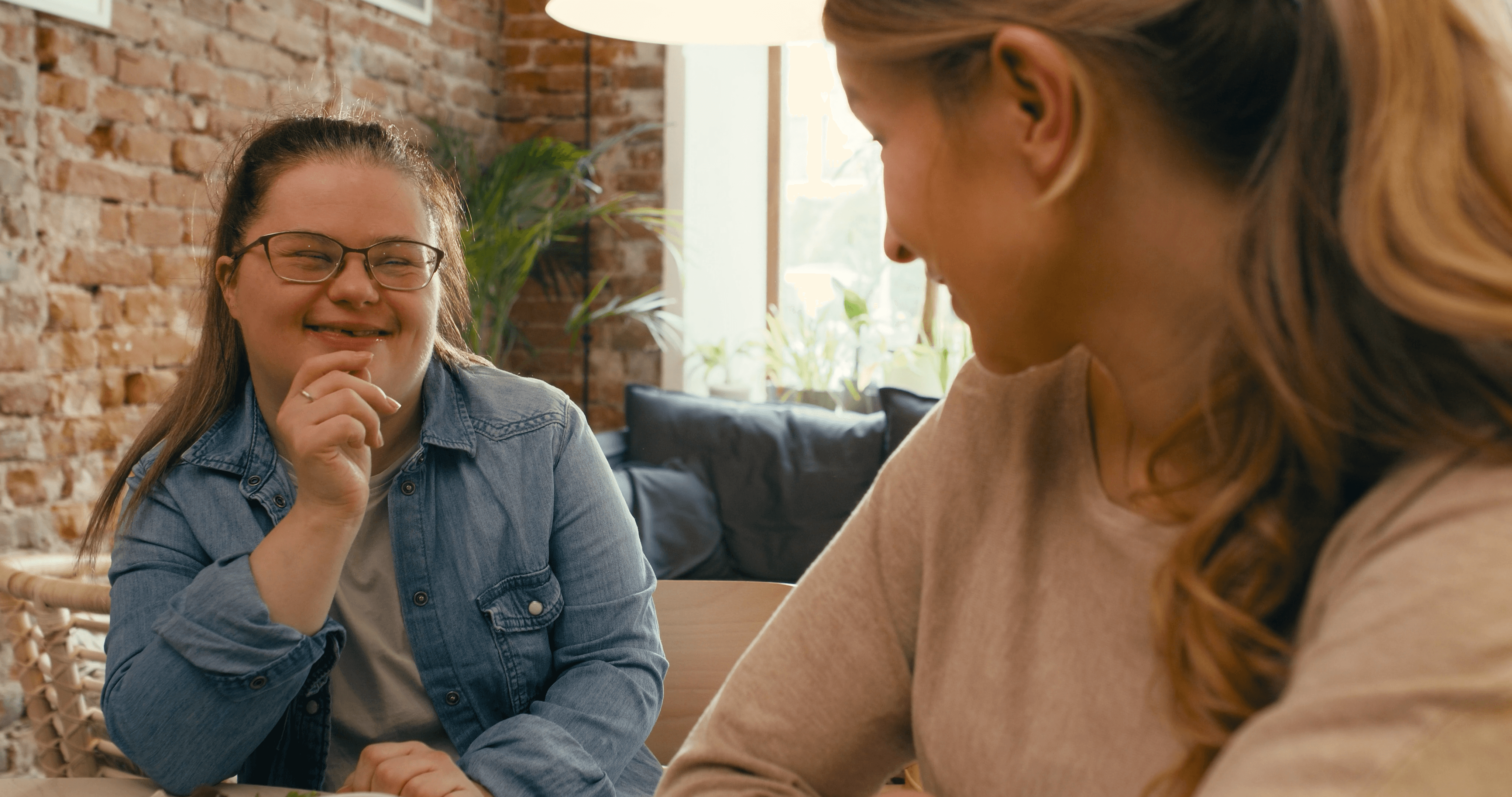 Two women having a conversation.