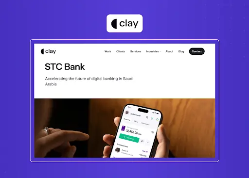 Banking app case study for STC Bank, highlighting a mobile-first digital banking experience with a clean editorial layout.