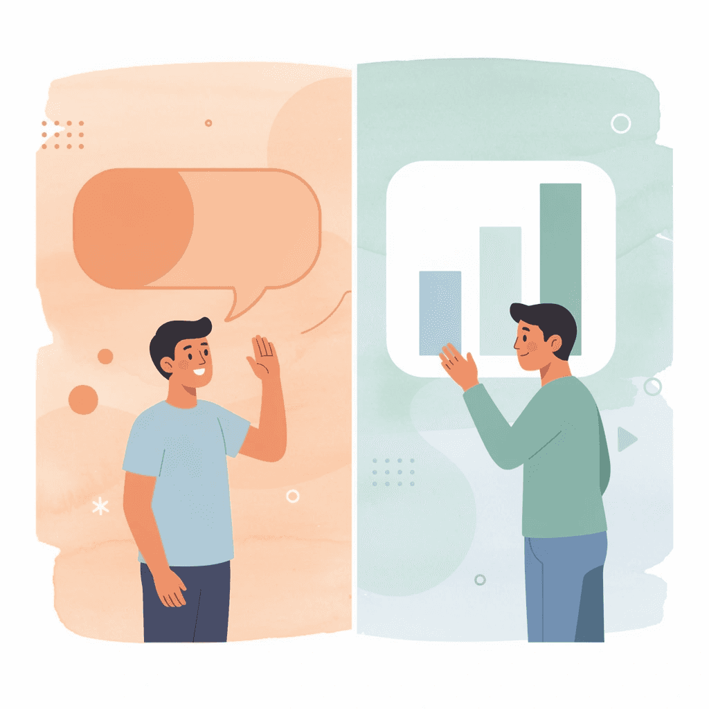 Split scene illustration contrasting responsive design with mobile SEO optimization - Mobile SEO Agency 