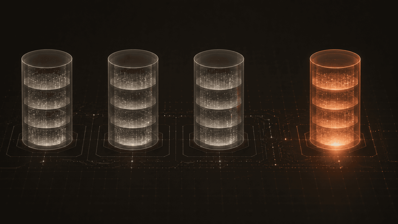 Isolated architectural cylinders representing strict tenant-scoped quota management to prevent noisy-neighbor API throttling.