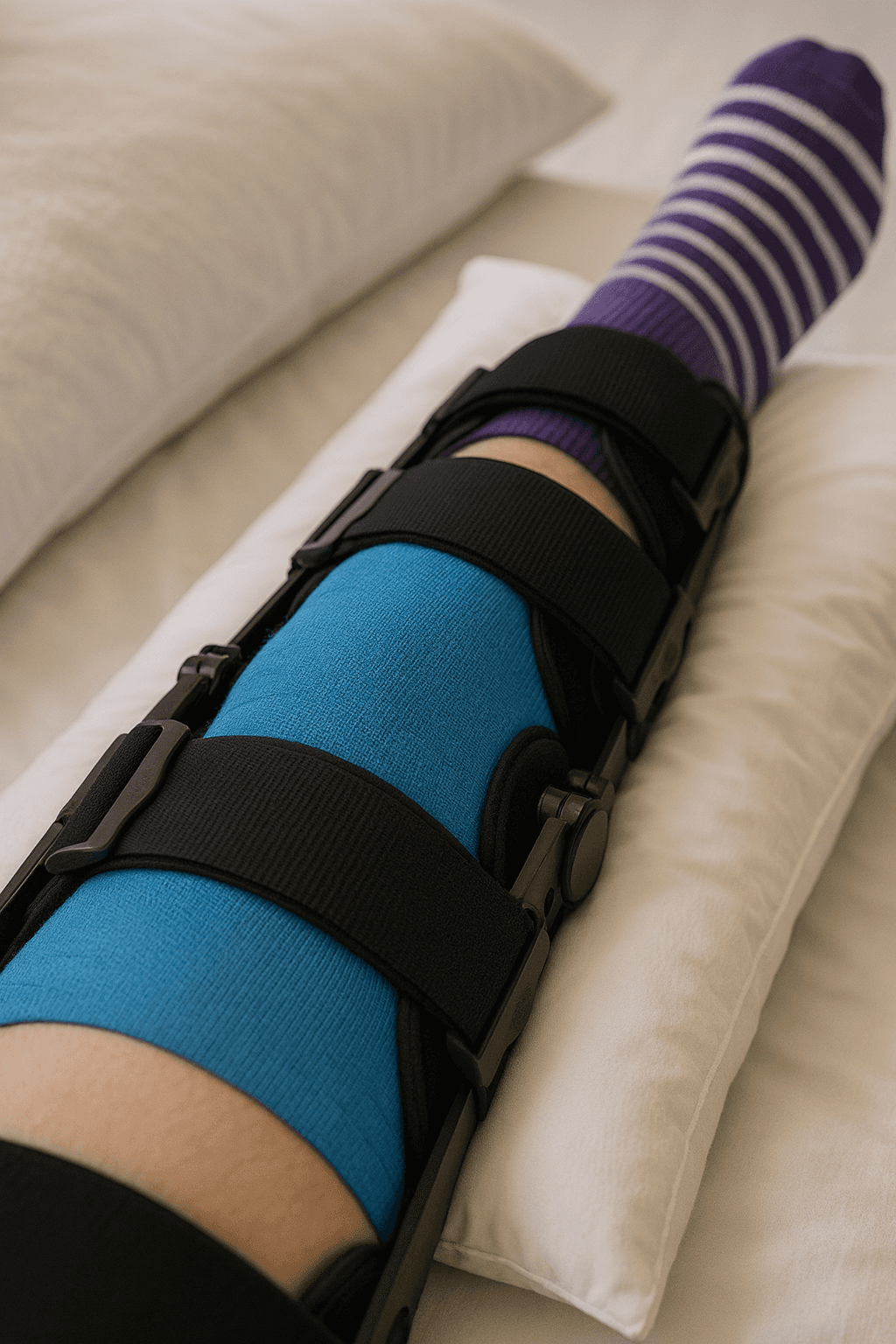 Knee in brace after surgery
