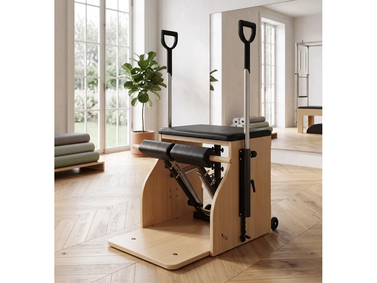 Chaise de Pilates Classique — Érable, chaise de Pilates en érable dans un studio de Pilates professionnel