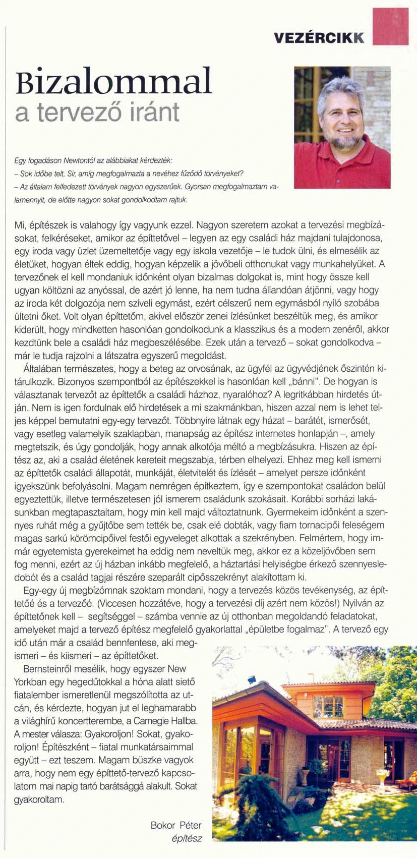 Bokor Péter vezércikk bizalommal a tervező iránt