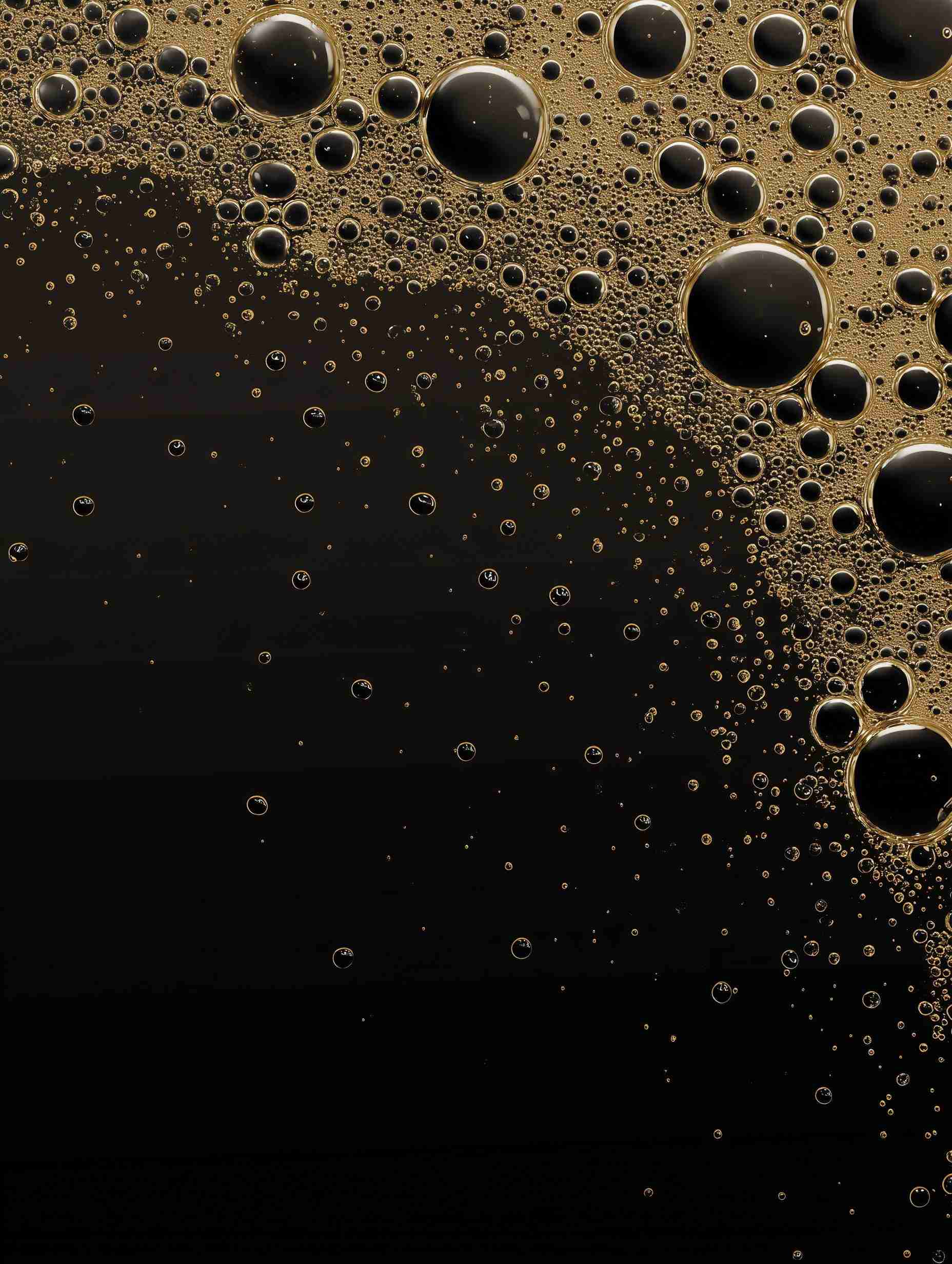 Shimmering gold foam with bubble texture close-up