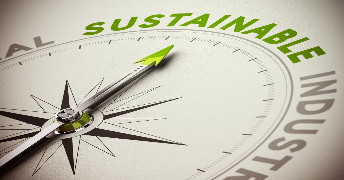 Compass with sustainability arrow