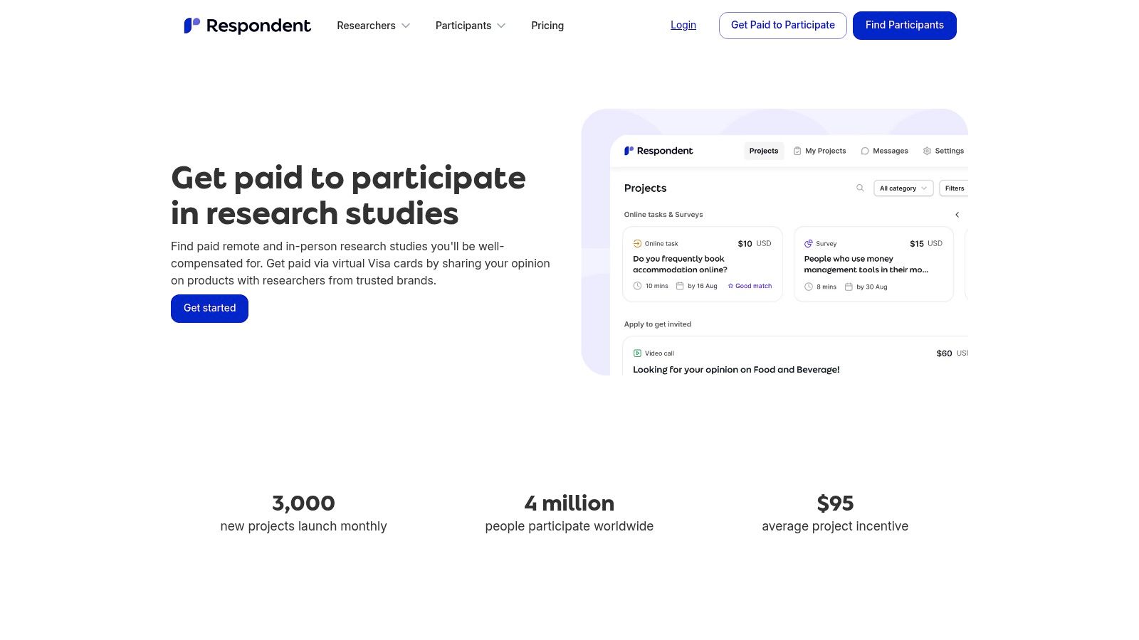 A person participating in a remote research study via video call on Respondent.