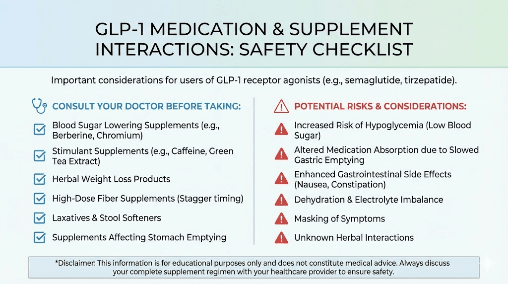 GLP-1 supplement safety considerations and medication interaction checklist