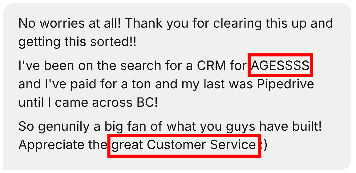 Customer on switching from Pipedrive to Breakcold