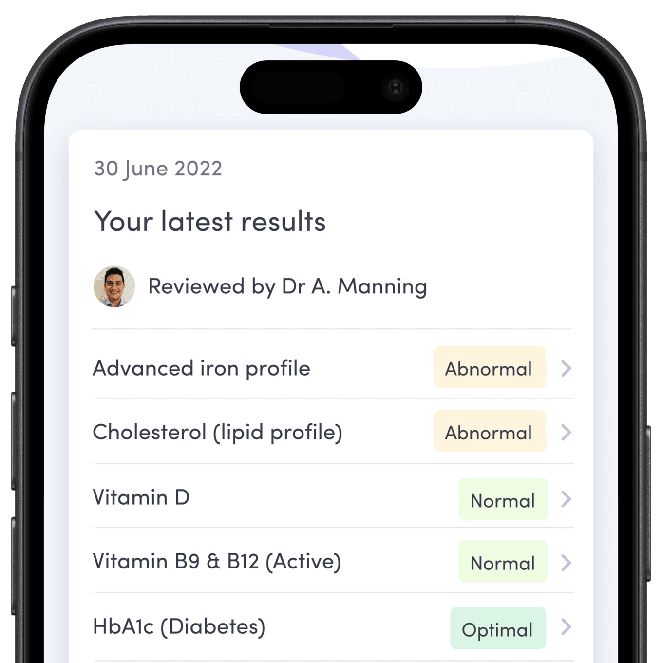 Screenshot of Thriva app