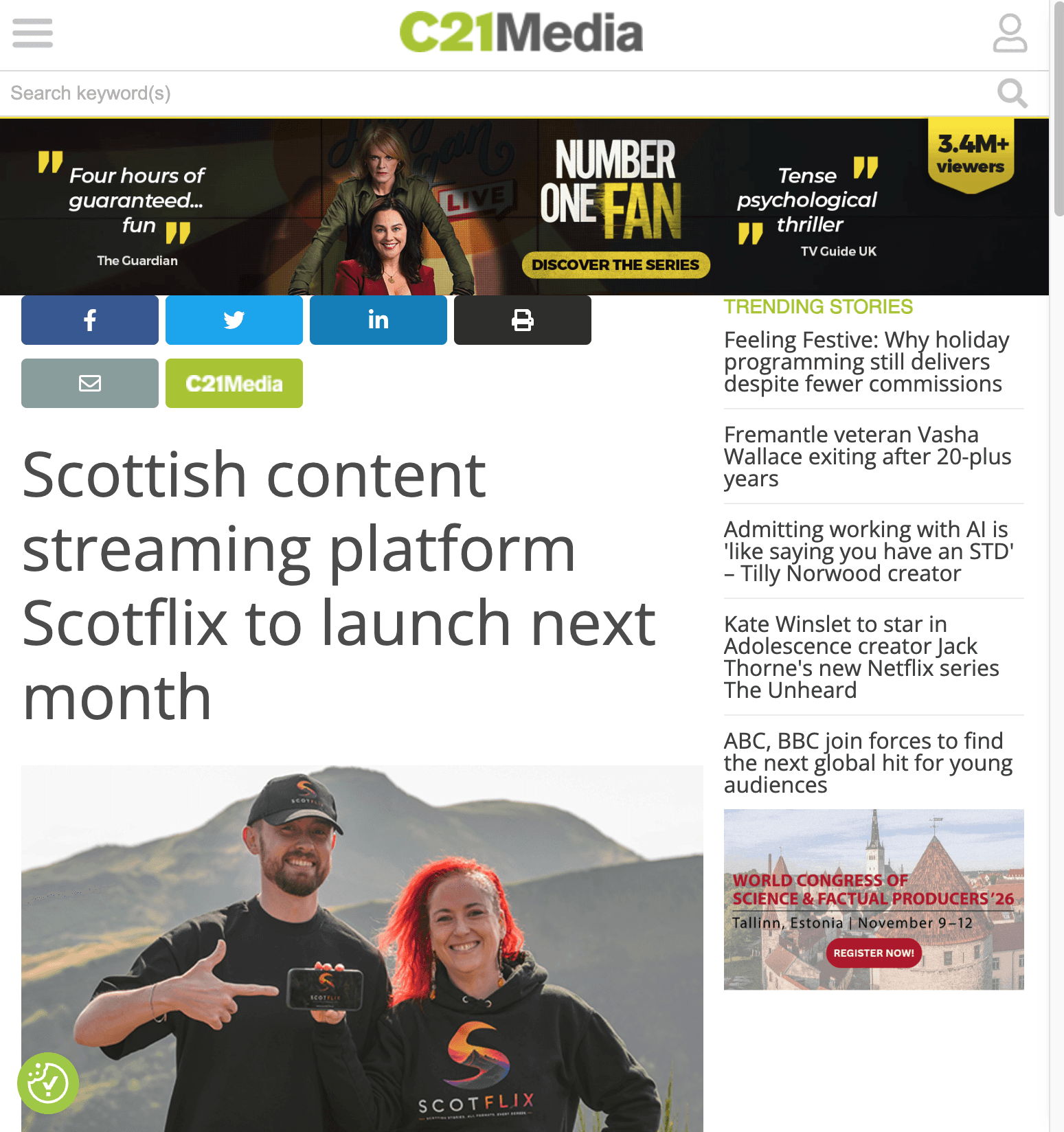 The Scotsman covers the launch of Scotflix